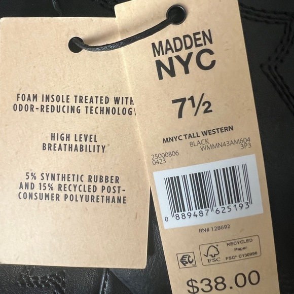 Madden NYC Black Tall Western Boots | Women’s 7.5 | NWT - Picture 8 of 9